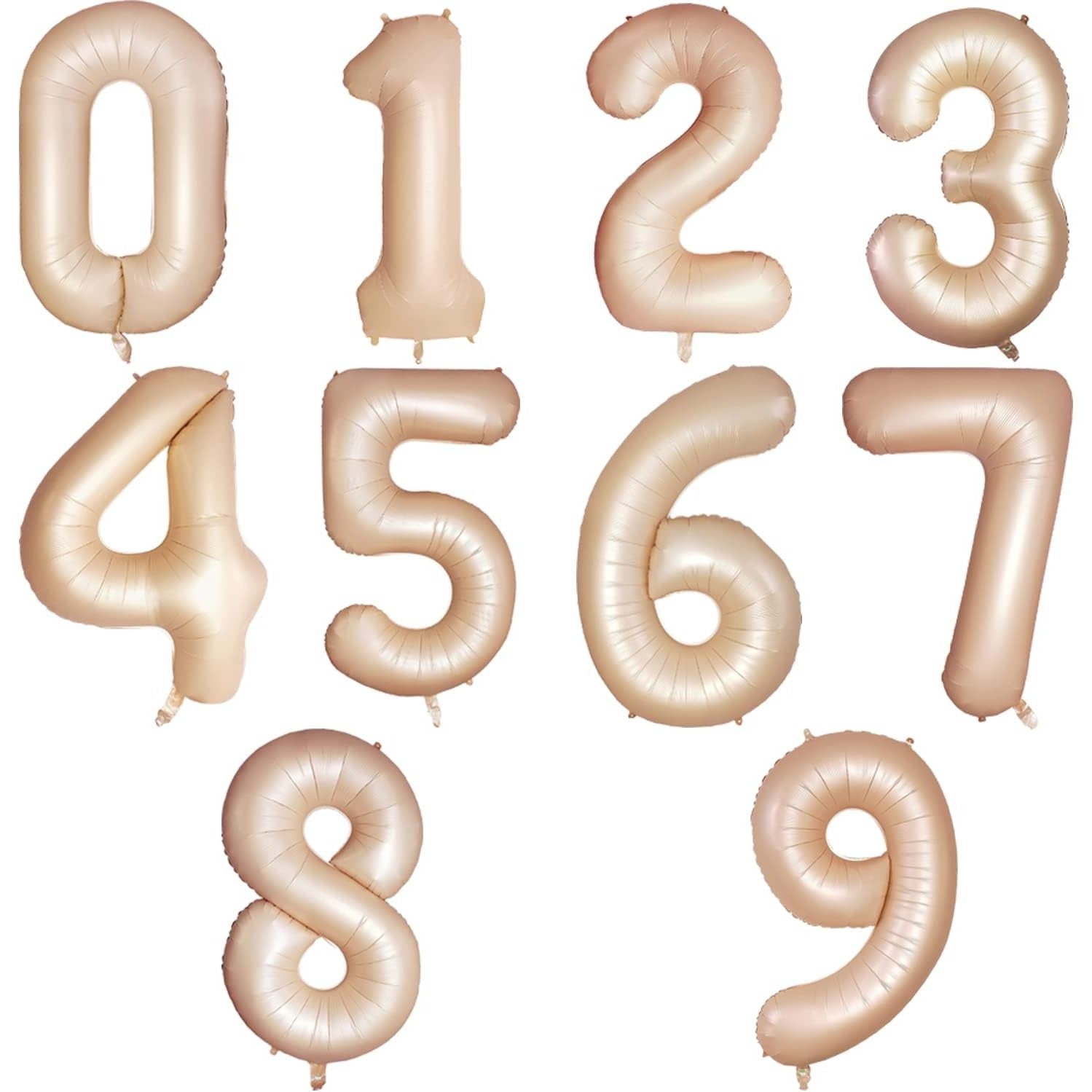 Balon din Folie Metalizata, Flippy, Figurina Cifra, Model 5, Tema Aniversare 100 cm, Ambalaj Individual, Pai Inclus, Umflare cu Aer sau Heliu, Crem-3