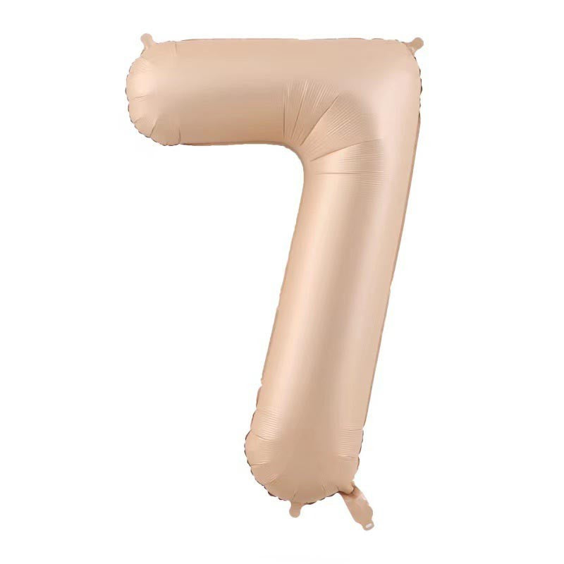 Balon din Folie Metalizata, Flippy, Figurina Cifra, Model 7, Tema Aniversare 100 cm, Ambalaj Individual, Pai Inclus, Umflare cu Aer sau Heliu, Crem-0