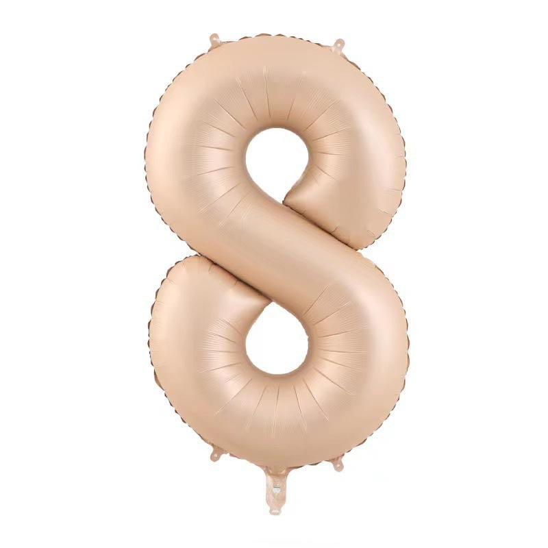Balon din Folie Metalizata, Flippy, Figurina Cifra, Model 8, Tema Aniversare 100 cm, Ambalaj Individual, Pai Inclus, Umflare cu Aer sau Heliu, Crem-0