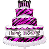 Balon din Folie Metalizata, Flippy, Model Tort cu 4 Straturi, Balon Aniversar, Model Happy Birthday, 62x43 cm, Ambalaj Individual, Pai inclus, Mov-0
