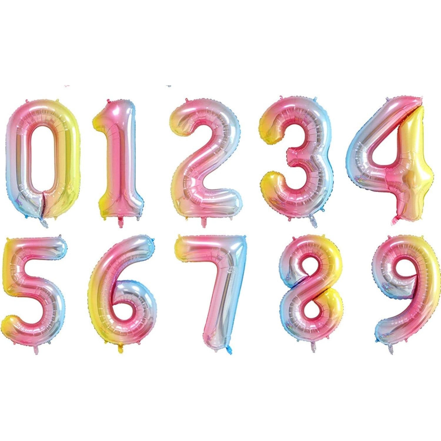 Balon din Folie Metalizata Gradient Flippy, Figurina Cifra, Tema Aniversare 100 cm, Ambalaj Individual, Pai inclus, Umflare cu Aer sau Heliu, Multicolor, Cifra 1-4