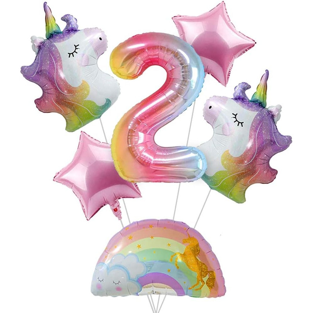 Balon din Folie Metalizata Gradient Flippy, Figurina Cifra, Tema Aniversare 100 cm, Ambalaj Individual, Pai inclus, Umflare cu Aer sau Heliu, Multicolor, Cifra 2-4