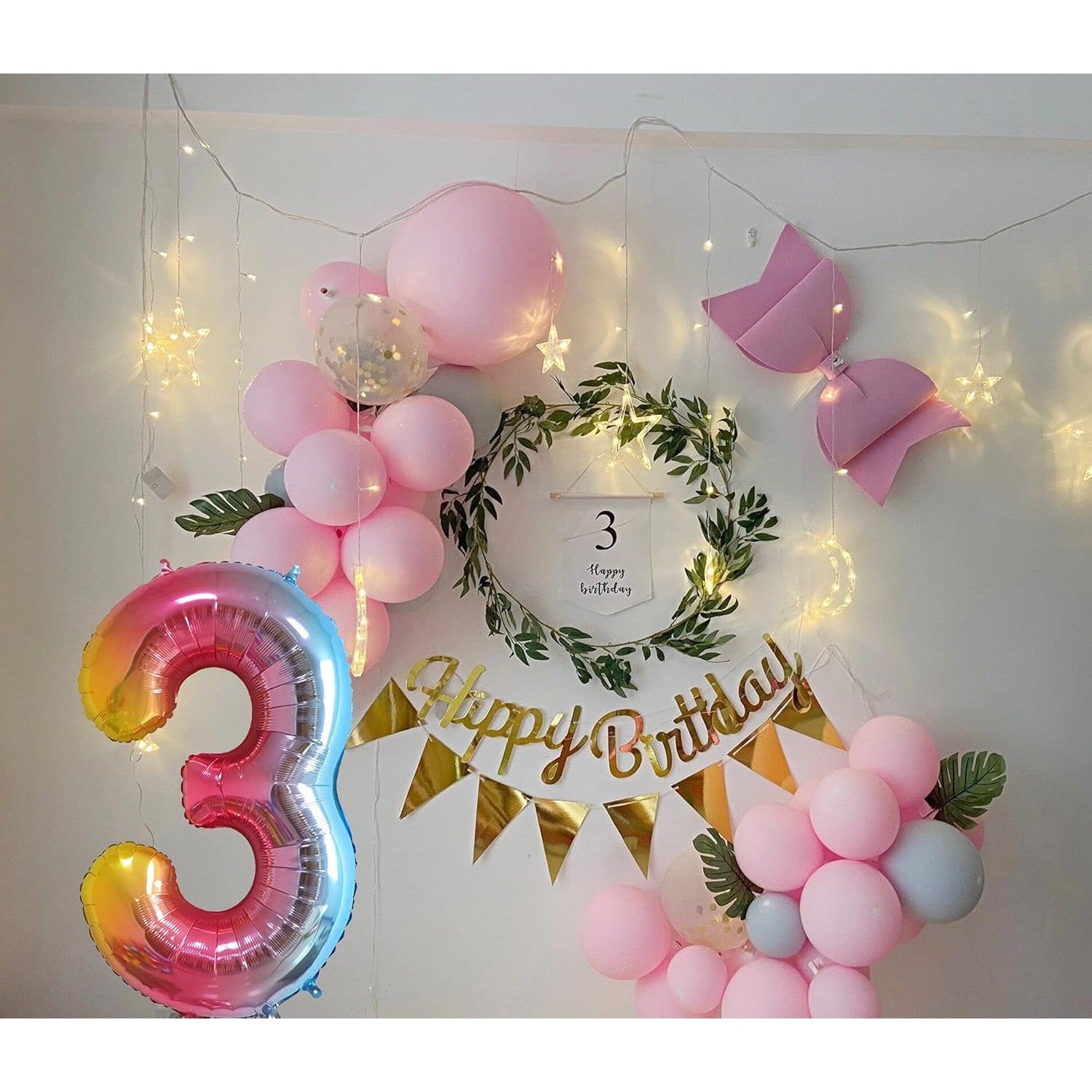 Balon din Folie Metalizata Gradient Flippy, Figurina Cifra, Tema Aniversare 100 cm, Ambalaj Individual, Pai inclus, Umflare cu Aer sau Heliu, Multicolor, Cifra 3-3