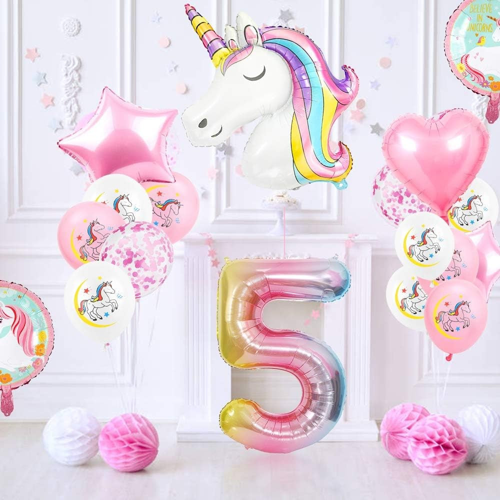 Balon din Folie Metalizata Gradient Flippy, Figurina Cifra, Tema Aniversare 100 cm, Ambalaj Individual, Pai inclus, Umflare cu Aer sau Heliu, Multicolor, Cifra 5-2