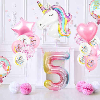 Balon din Folie Metalizata Gradient Flippy, Figurina Cifra, Tema Aniversare 100 cm, Ambalaj Individual, Pai inclus, Umflare cu Aer sau Heliu, Multicolor, Cifra 5-2