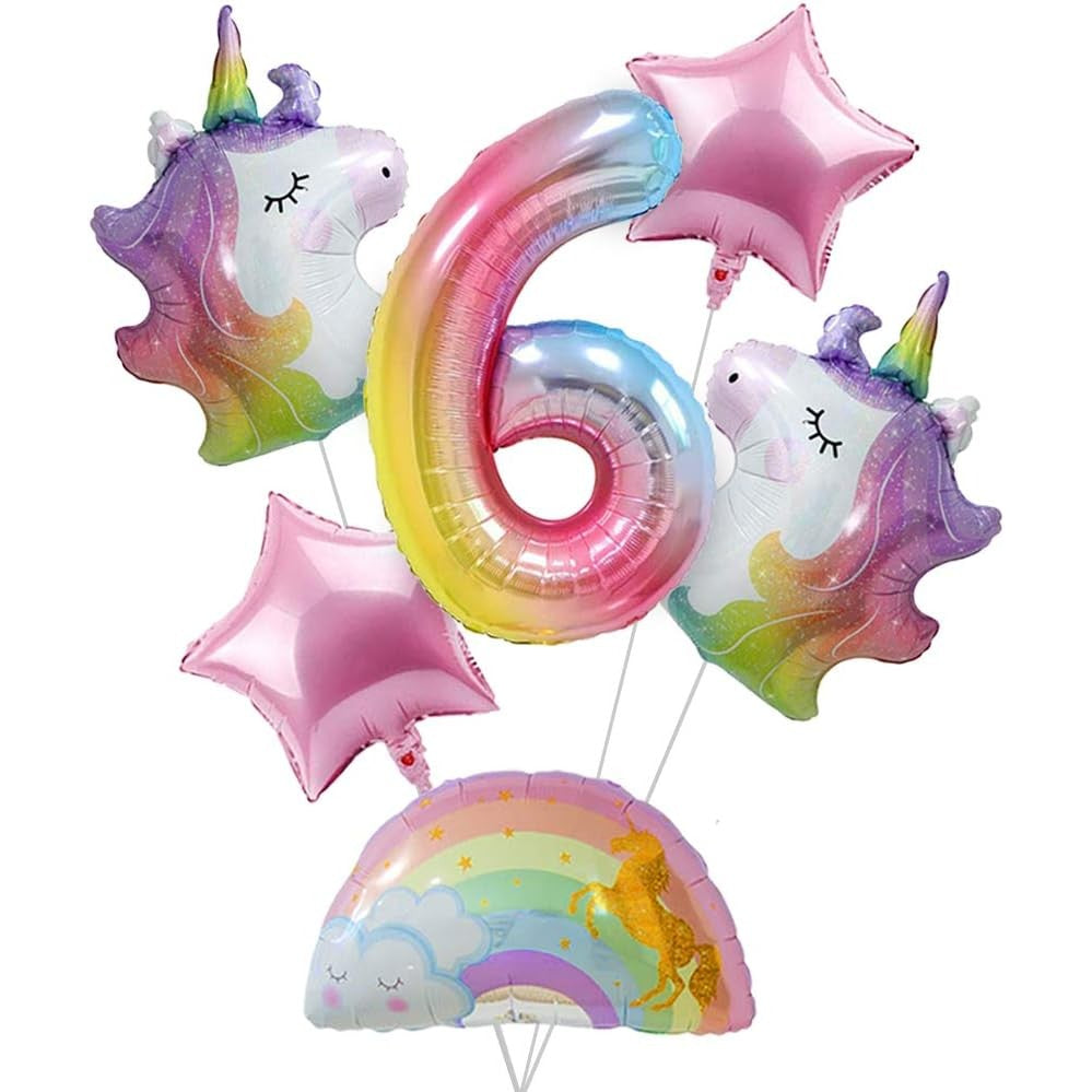 Balon din Folie Metalizata Gradient Flippy, Figurina Cifra, Tema Aniversare 100 cm, Ambalaj Individual, Pai inclus, Umflare cu Aer sau Heliu, Multicolor, Cifra 6-5