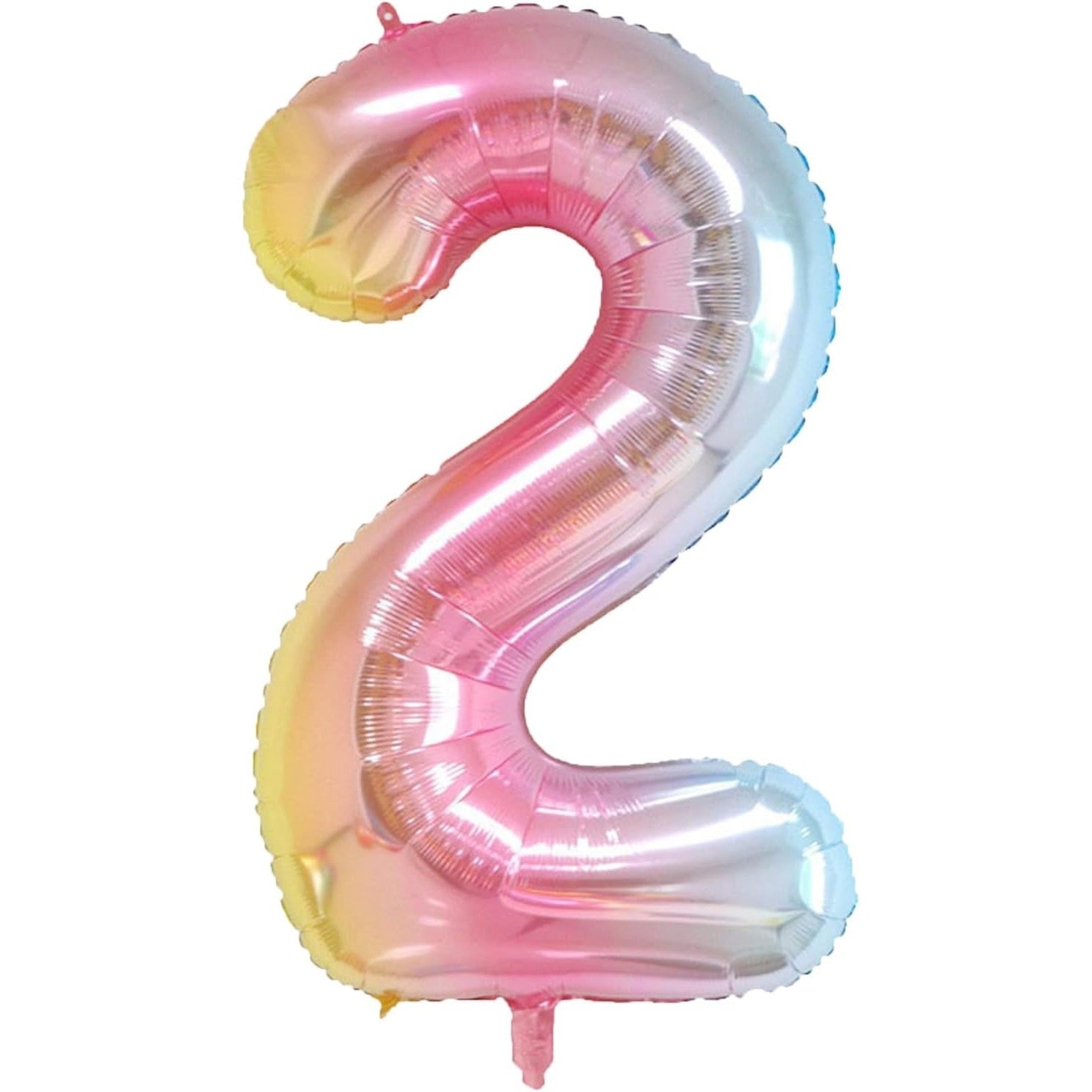 Balon din Folie Metalizata Gradient Flippy, Figurina Cifra, Tema Aniversare 100 cm, Ambalaj Individual, Pai inclus, Umflare cu Aer sau Heliu, Multicolor, Cifra 2-0
