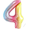Balon din Folie Metalizata Gradient Flippy, Figurina Cifra, Tema Aniversare 100 cm, Ambalaj Individual, Pai inclus, Umflare cu Aer sau Heliu, Multicolor, Cifra 4-0