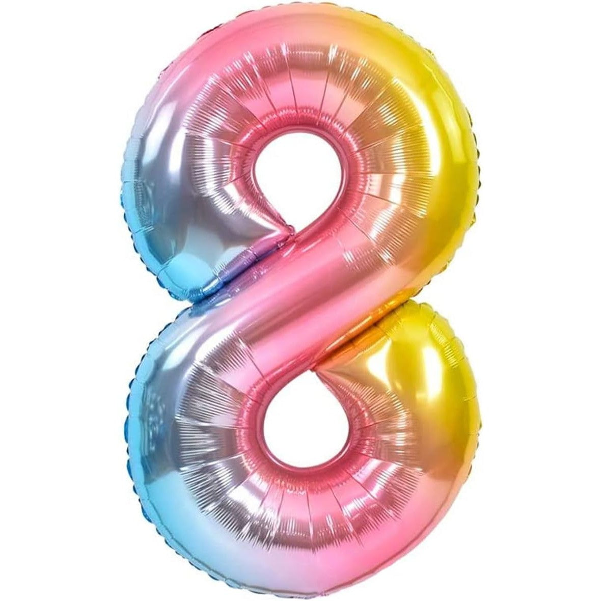 Balon din Folie Metalizata Gradient Flippy, Figurina Cifra, Tema Aniversare 100 cm, Ambalaj Individual, Pai inclus, Umflare cu Aer sau Heliu, Multicolor, Cifra 8-0