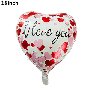 Balon din folie metalizată în formă de inimă, Model 1 I love you, 45cm, Roșu-0