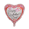 Balon din folie metalizată în formă de inimă, Model Happy Valentine's day!, 45cm, Roșu-0