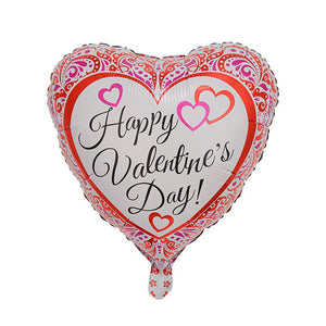 Balon din folie metalizată în formă de inimă, Model Happy Valentine's day!, 45cm, Roșu-0