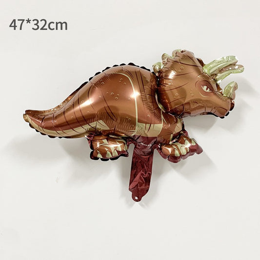 Balon din folie metalizata Mini Figurine Dinozaur, Model Triceratops, 47x32cm, Multicolor-0