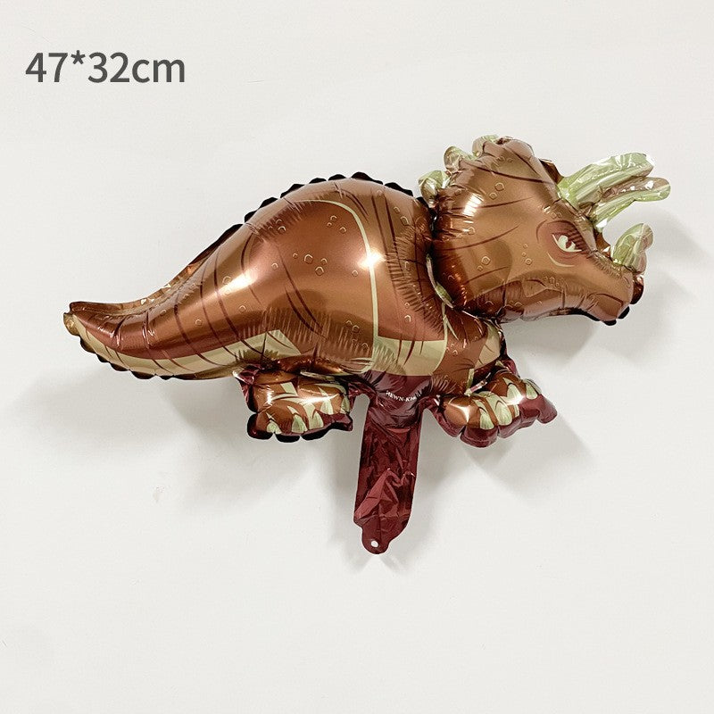 Balon din folie metalizata Mini Figurine Dinozaur, Model Triceratops, 47x32cm, Multicolor-0