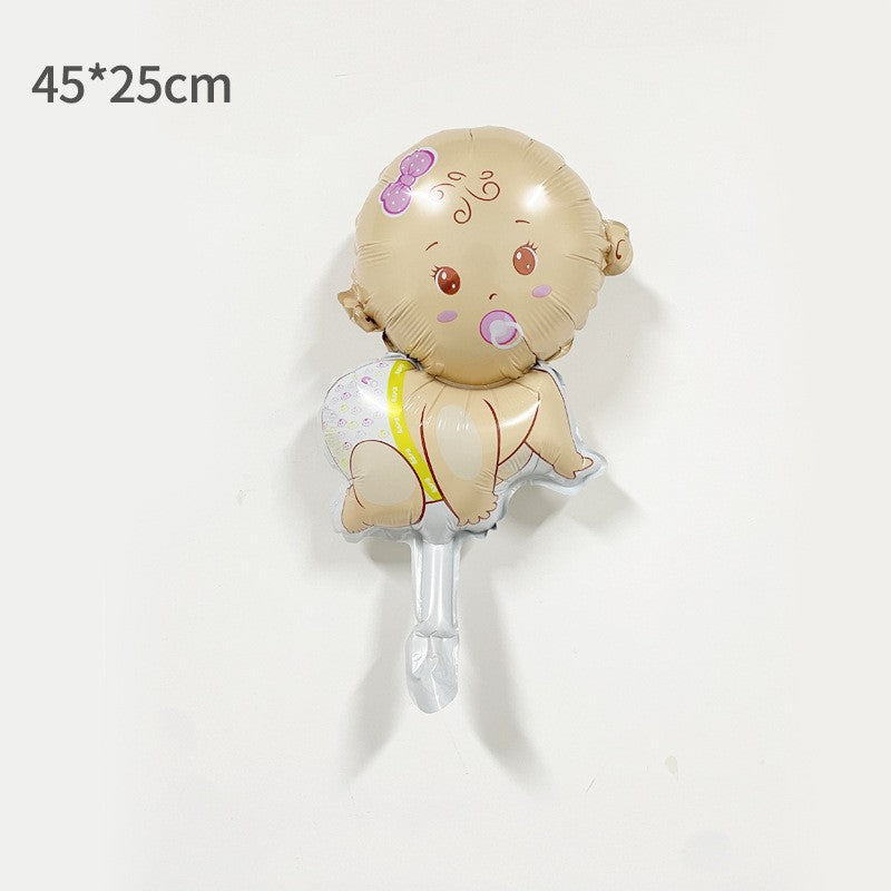 Balon din folie metalizata Mini Figurine, Model Bebeluș fetiță, 45x25cm, Multicolor-0