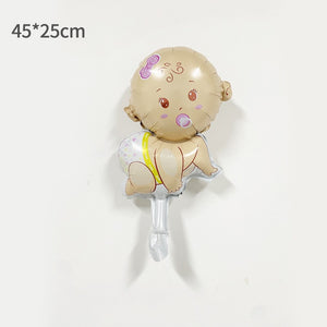 Balon din folie metalizata Mini Figurine, Model Bebeluș fetiță, 45x25cm, Multicolor-0