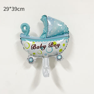 Balon din folie metalizata Mini Figurine, Model Cărucior Albastru Bebeluș 39x29cm, Multicolor-0