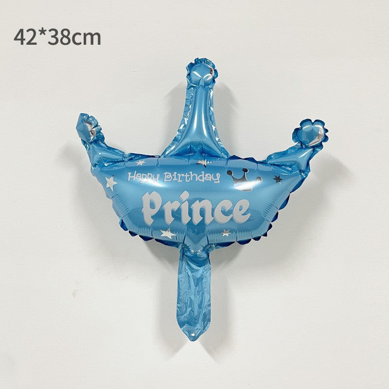 Balon din folie metalizata Mini Figurine, Model Coroană Prinț, 42x38cm, Multicolor-0