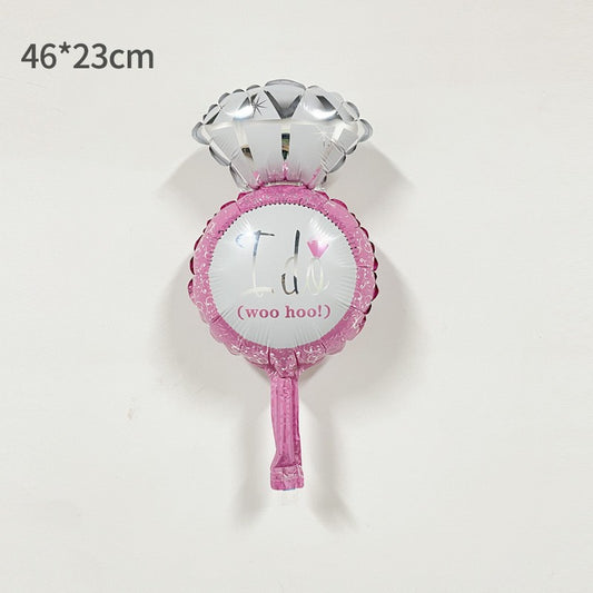 Balon din folie metalizata Mini Figurine, Model Inel de logodnă 1, 46x23cm, Multicolor-0