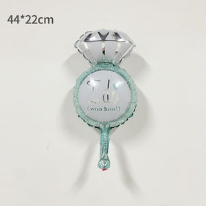 Balon din folie metalizata Mini Figurine, Model Inel de logodnă 2, 46x23cm, Multicolor-0