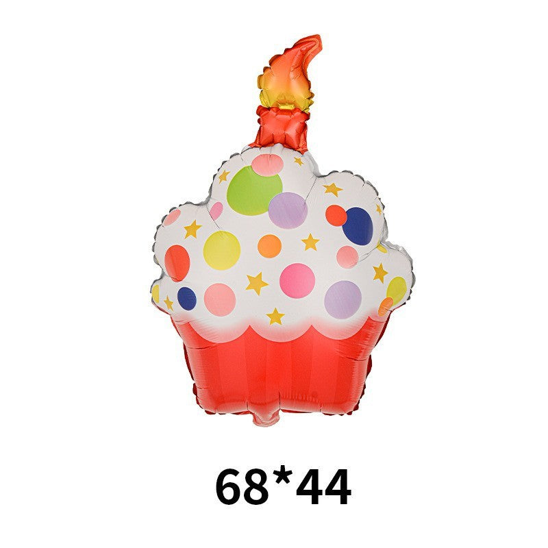 Balon din folie metalizata model 2, Balon aniversar, Model Prăjitură cu lumânare, 68x44 cm, Multicolor-0