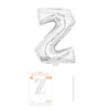 Balon din folie metalizata, Flippy, model alb, Balon aniversar, Litera Z, 40 cm, Argintiu-0