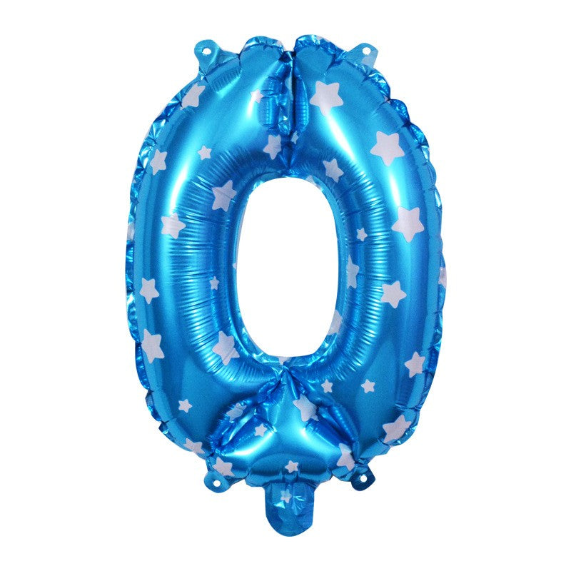 Balon din folie metalizata model cu inimioare, Balon aniversar, Cifra 0, 80 cm, Albastru-0