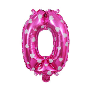 Balon din folie metalizata model cu inimioare, Balon aniversar, Cifra 0, 80 cm, Roz-0