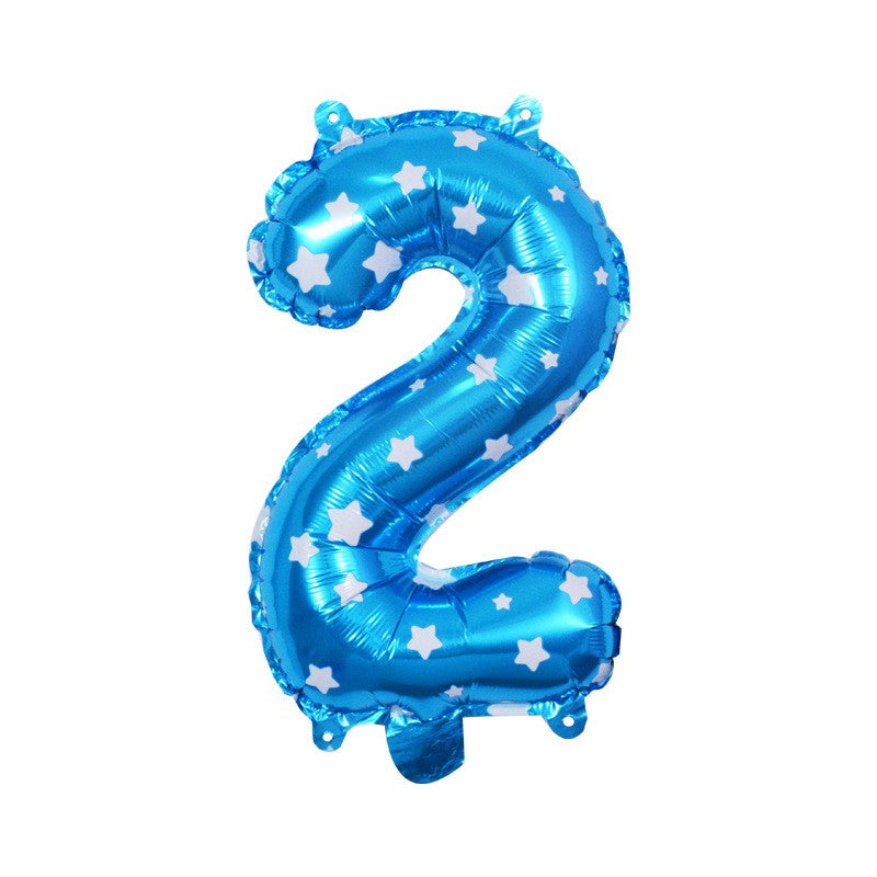 Balon din folie metalizata model cu inimioare, Balon aniversar, Cifra 2, 80 cm, Albastru-0