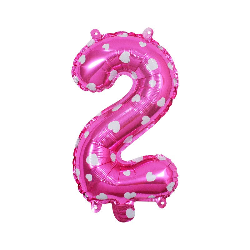 Balon din folie metalizata model cu inimioare, Balon aniversar, Cifra 2, 80 cm, Roz-0