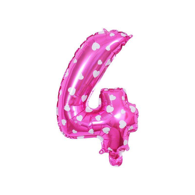 Balon din Folie Metalizata, Flippy, Figurina Cifra, Model 4 cu Inimioare, Tema Aniversare 80 cm, Ambalaj Individual, Pai Inclus, Umflare cu Aer sau Heliu, Roz-0