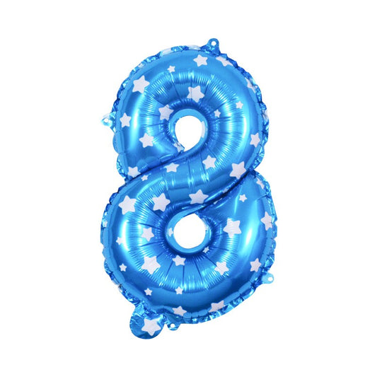 Balon din folie metalizata model cu inimioare, Balon aniversar, Cifra 8, 80 cm, Albastru-0