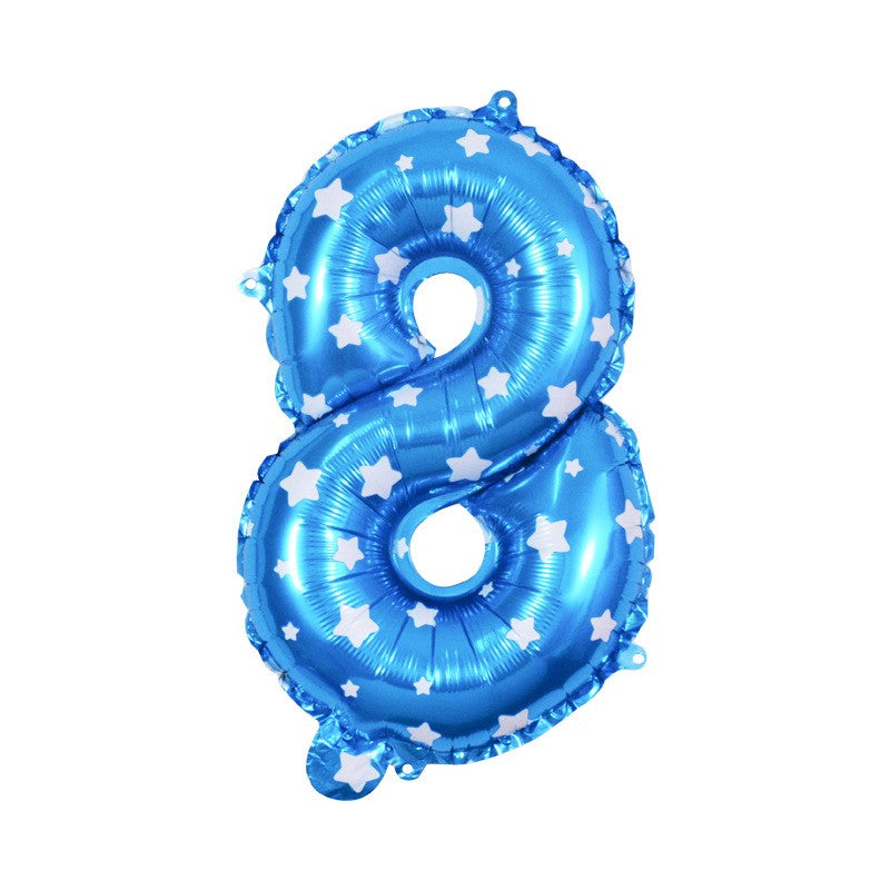 Balon din folie metalizata model cu inimioare, Balon aniversar, Cifra 8, 80 cm, Albastru-0