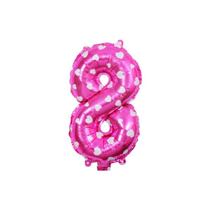 Balon din folie metalizata model cu inimioare, Balon aniversar, Cifra 8, 80 cm, Roz-0
