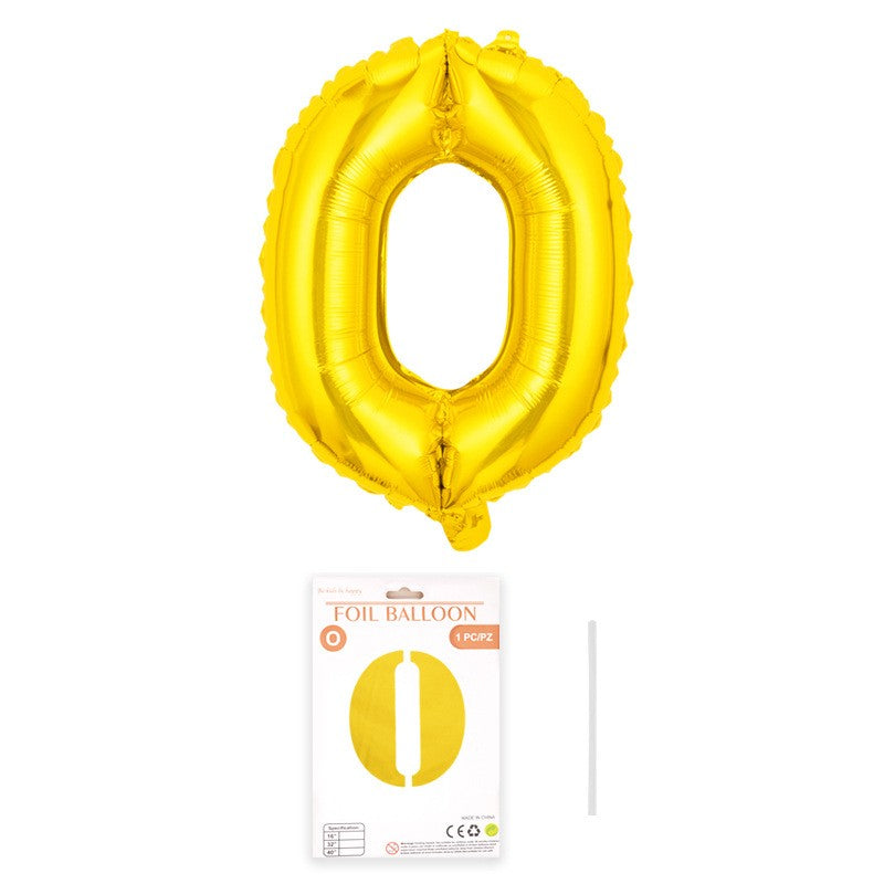 Balon din folie metalizata, Flippy, model galben, Balon aniversar, Litera O, 40 cm, Auriu-0