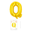 Balon din folie metalizata, Flippy, model galben, Balon aniversar, Litera Q, 40 cm, Auriu-0