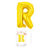 Balon din folie metalizata, Flippy, model galben, Balon aniversar, Litera R, 40 cm, Auriu-0