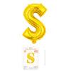 Balon din folie metalizata, Flippy, model galben, Balon aniversar, Litera S, 40 cm, Auriu-0