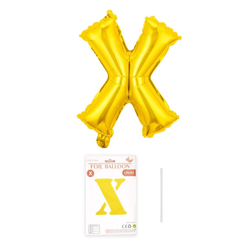 Balon din folie metalizata, Flippy, model galben, Balon aniversar, Litera X, 40 cm, Auriu-0