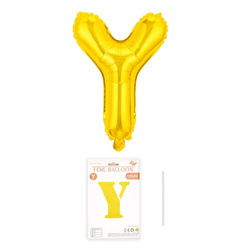 Balon din folie metalizata, Flippy, model galben, Balon aniversar, Litera Y, 40 cm, Auriu-0