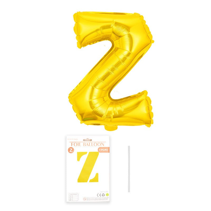 Balon din folie metalizata, Flippy, model galben, Balon aniversar, Litera Z, 40 cm, Auriu-0