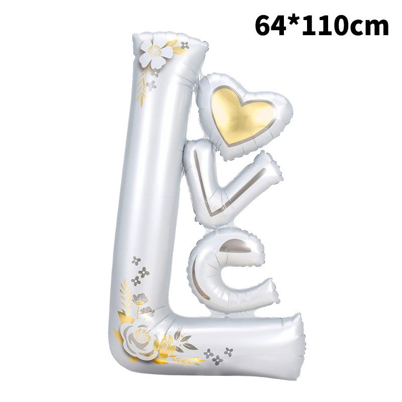Balon din folie metalizată, Model LOVE, 110x64cm, Alb-0