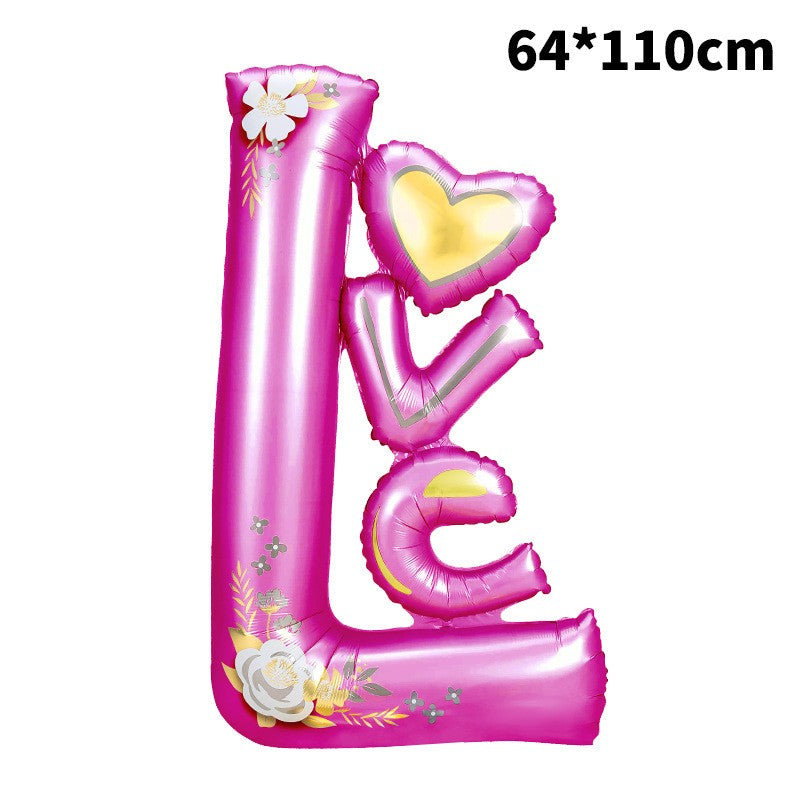 Balon din folie metalizată, Model LOVE, 110x64cm, Mov-0