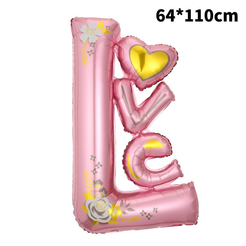 Balon din folie metalizată, Model LOVE, 110x64cm, Roz-0
