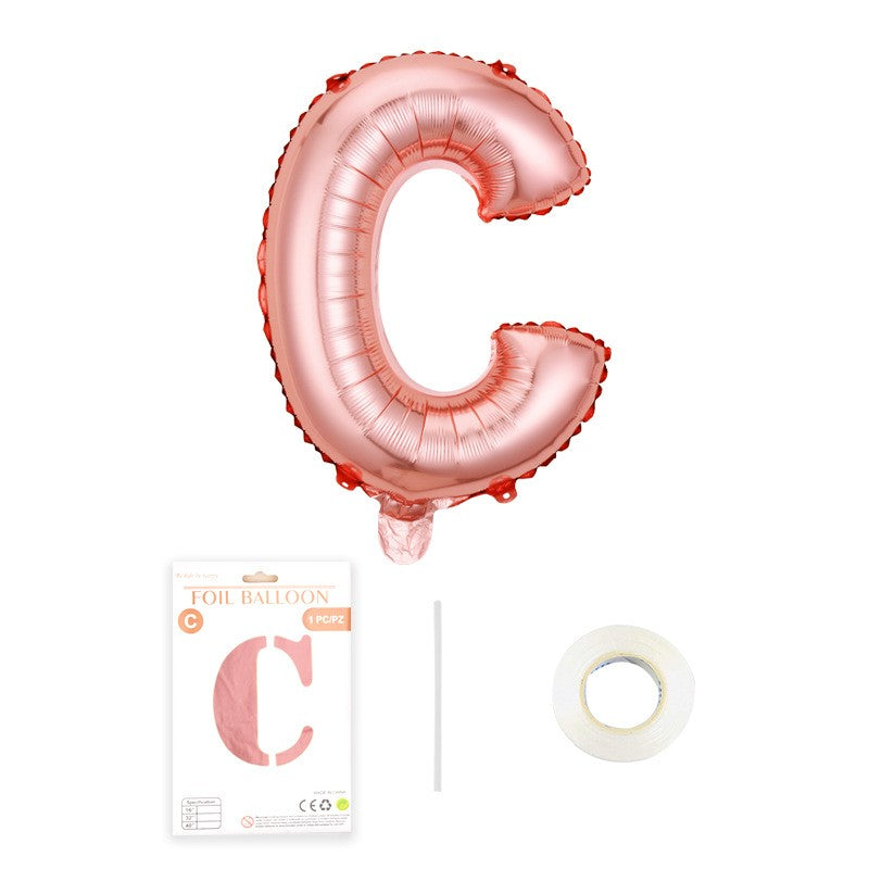 Balon din folie metalizata, Flippy, model Rose Gold, Balon aniversar, Litera C, 40 cm, Roz-0