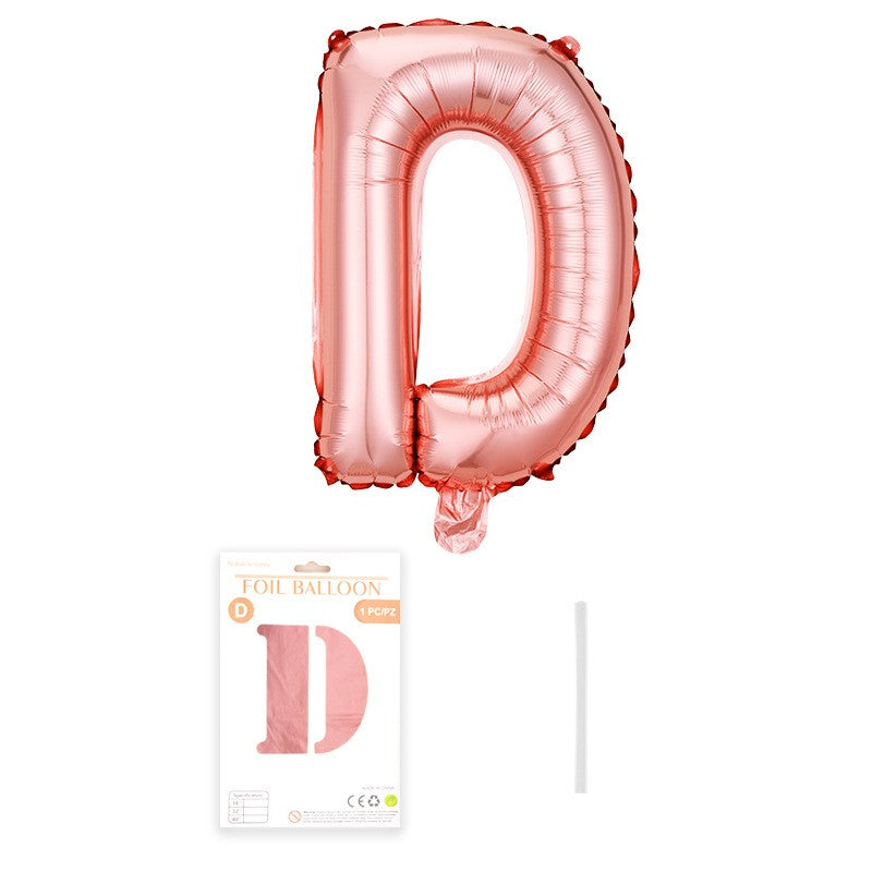 Balon din folie metalizata, Flippy, model Rose Gold, Balon aniversar, Litera D, 40 cm, Roz-0
