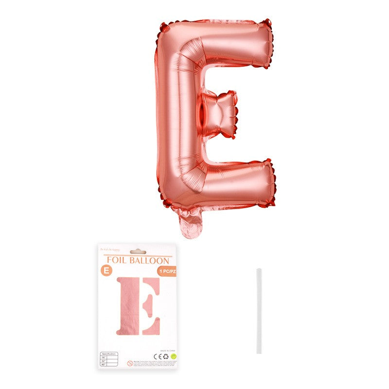Balon din folie metalizata, Flippy, model Rose Gold, Balon aniversar, Litera E, 40 cm, Roz-0