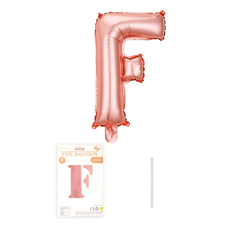 Balon din folie metalizata, Flippy, model Rose Gold, Balon aniversar, Litera F, 40 cm, Roz-0