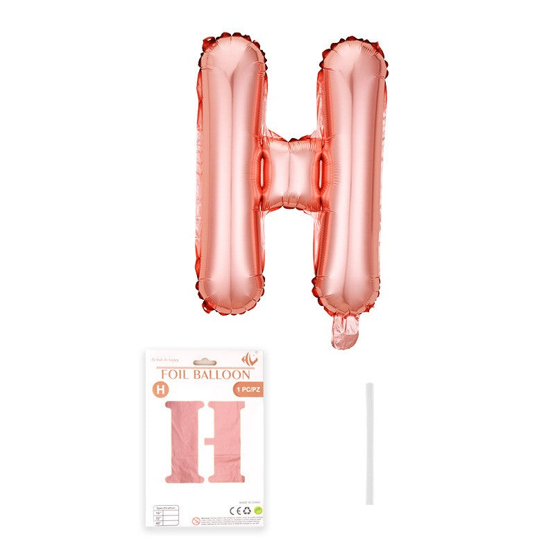 Balon din folie metalizata, Flippy, model Rose Gold, Balon aniversar, Litera H, 40 cm, Roz-0