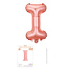 Balon din folie metalizata model Rose Gold, Balon aniversar, Litera I, 40 cm, Roz-0